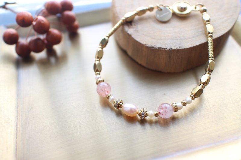 Light pink-Pearl Mica brass bracelet - Bracelets - Other Metals 