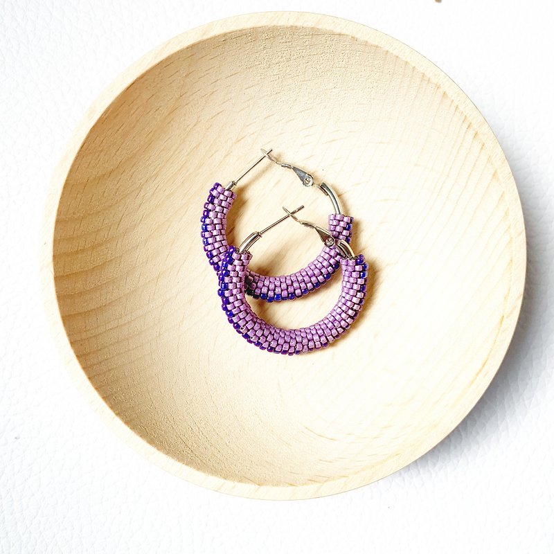 RAVA-Charming deep and light purple hoop earrings - Earrings & Clip-ons - Other Materials Purple