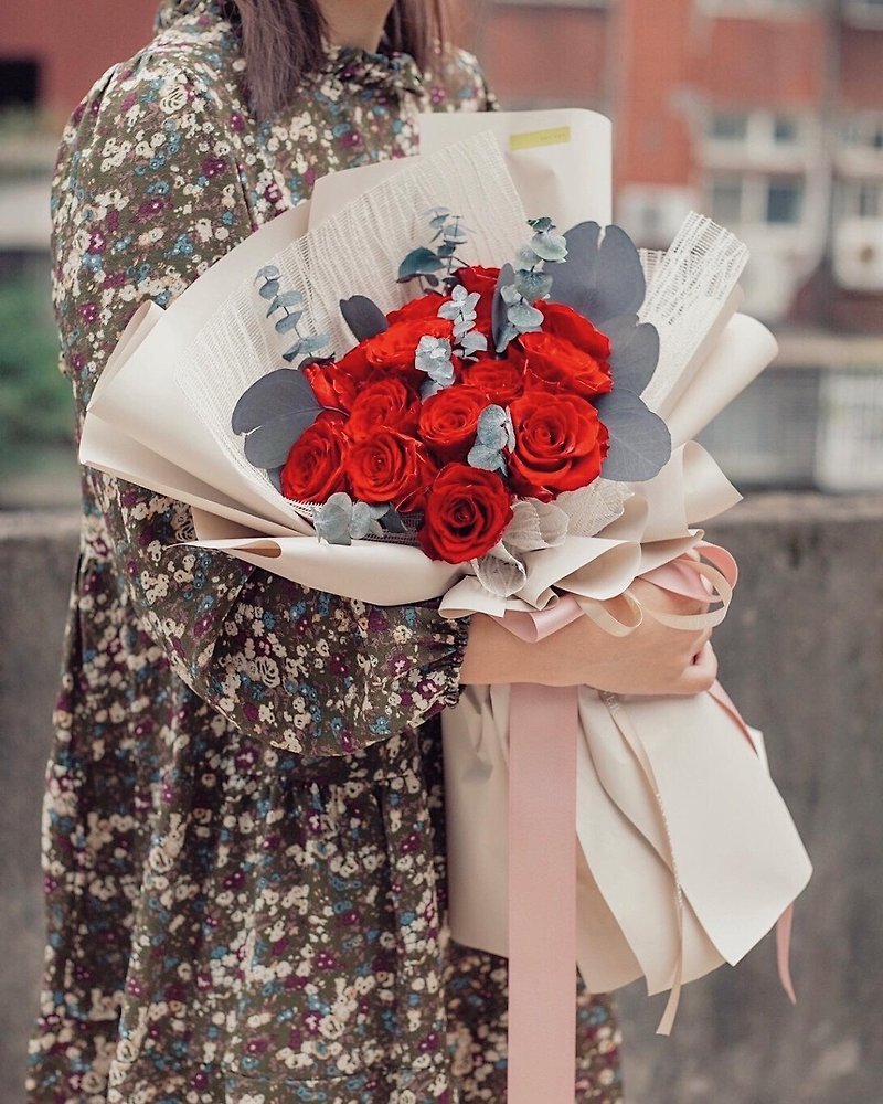 DAY OFF 16 ロマンチックな不滅のバラの花束 不滅の花束 バレンタインデー 七夕のプロポーズ ブーケ - ドライフラワー・ブーケ - 寄せ植え・花 レッド
