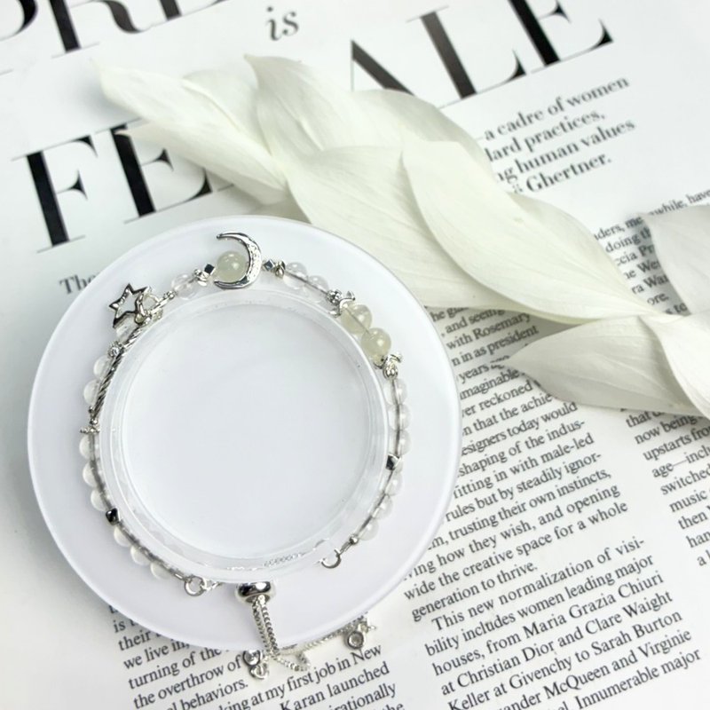 オリジナルデザイン 月光星願 天然水晶ブレスレット ホワイトクォーツ ホワイトムーンストーン エナジーブレスレット - ブレスレット - クリスタル 透明