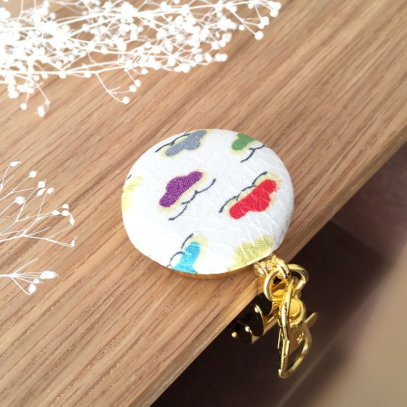 Bag hanger with Japanese Traditional Pattern, Kimono - pine - Charms - Other Materials White