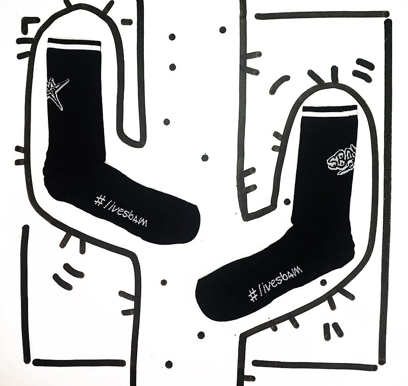 Italian trend sports socks livebam Italian classic original design TOTAL BLACK - ถุงเท้า - วัสดุอื่นๆ 