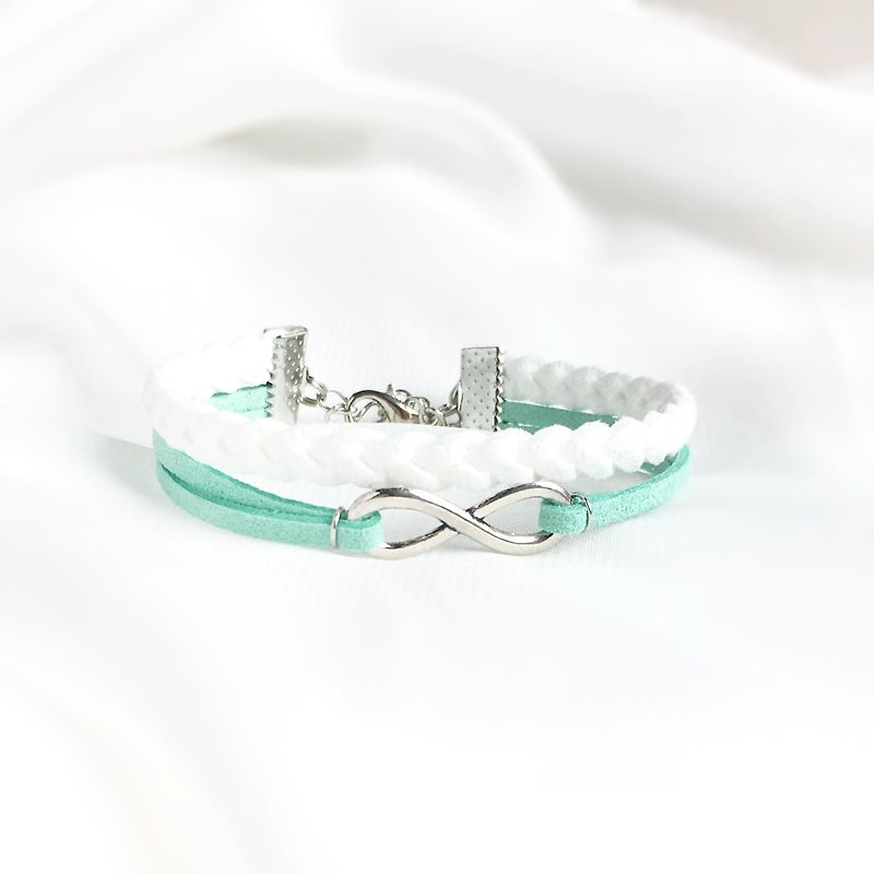 Handmade Double Braided Infinity Bracelets–white - Bracelets - Other Materials White