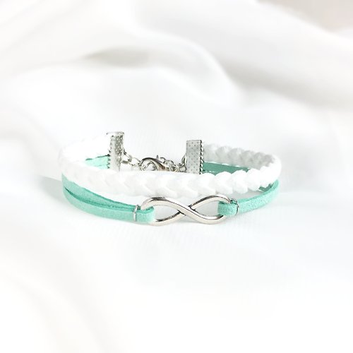 Anne Handmade Bracelets 安妮手作飾品 Infinity 永恆 手工製作 雙手環-白 藍綠 限量