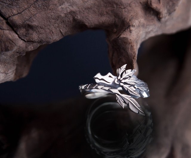 ケツァルコアトル スターリングシルバーリング - 羽根付き蛇シルバー