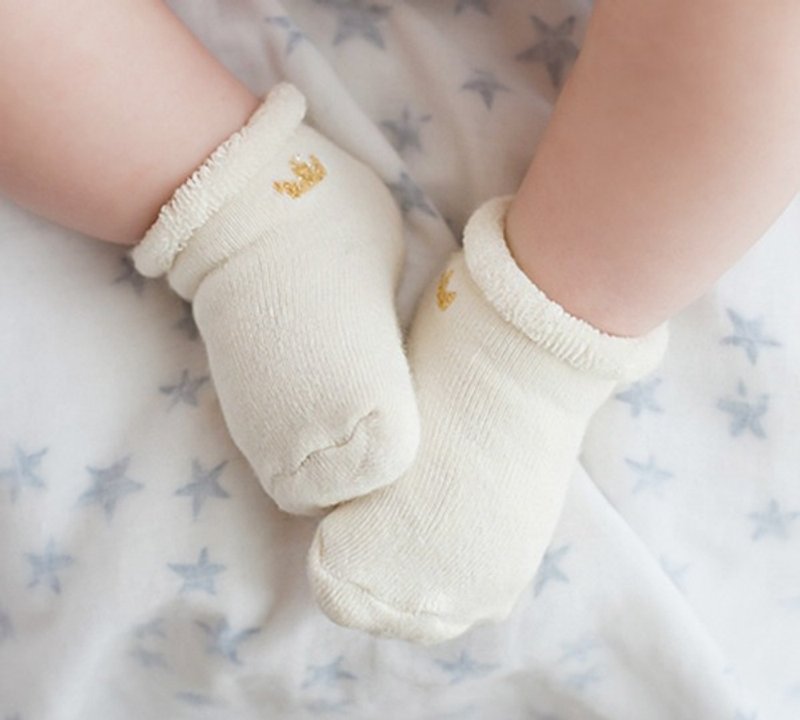 Happy Prince 小皇冠嬰兒襪3件組 韓國製 - 嬰兒襪子 - 棉．麻 黃色