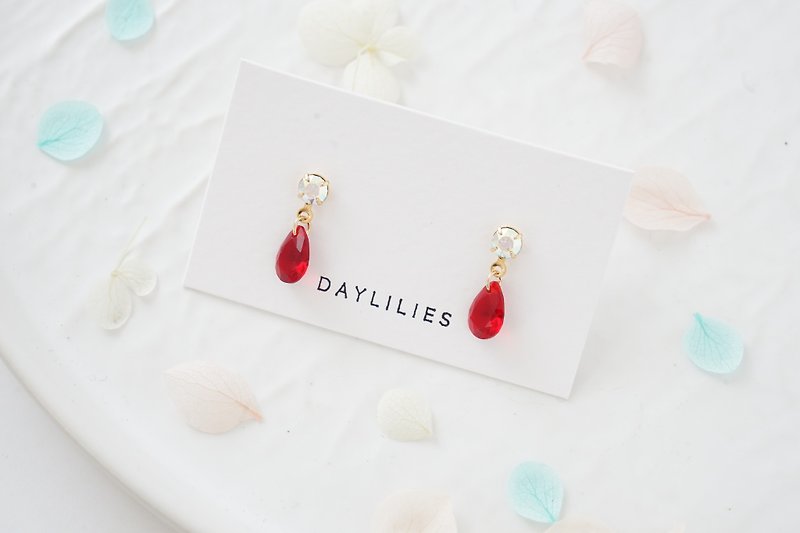 Birthstone of July-Ruby - Earrings & Clip-ons - Gemstone Red