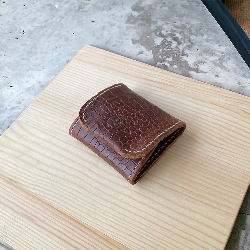 DUAL Small Square Coin Purse-Snake Brown - Coin Purses - Genuine Leather Brown