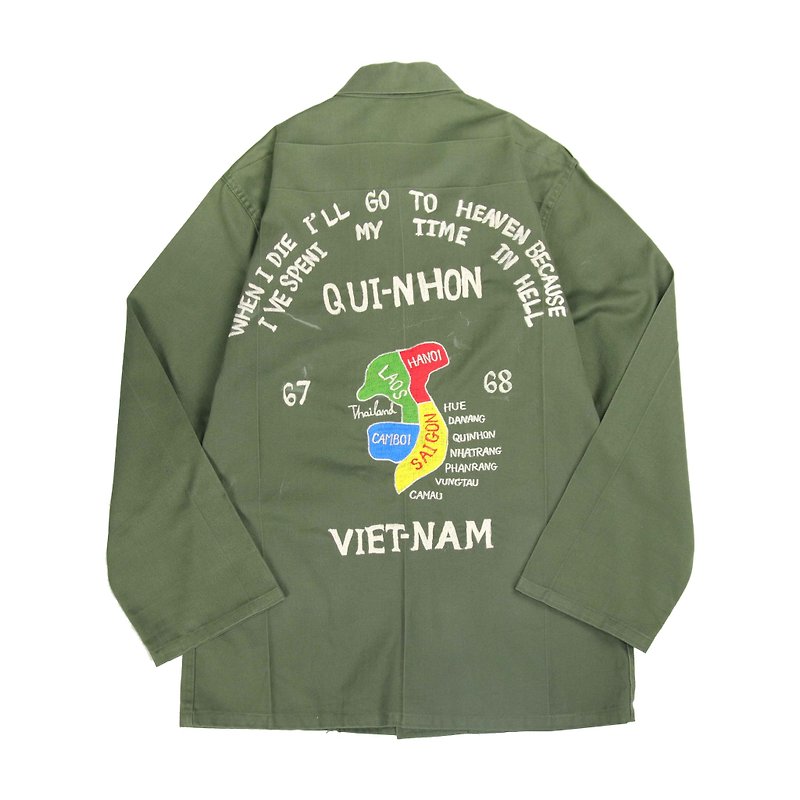 Tsubasa.Y vintage ancient military shirt Vietnam map 014 , - เสื้อเชิ้ตผู้หญิง - ผ้าฝ้าย/ผ้าลินิน 