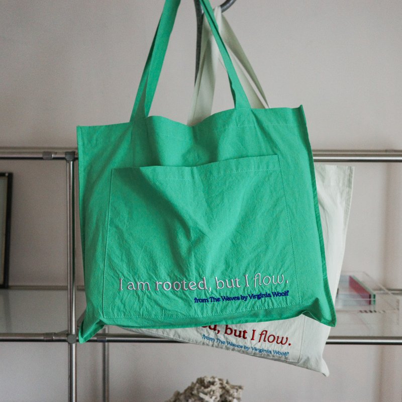 rooted, but flow lightweight shopping bag - Messenger Bags & Sling Bags - Cotton & Hemp Green