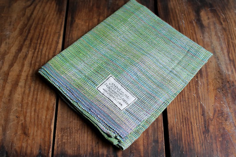CHAHAT Khadi Gandhi woven wipes _ green line - ผ้ารองโต๊ะ/ของตกแต่ง - ผ้าฝ้าย/ผ้าลินิน สีเขียว