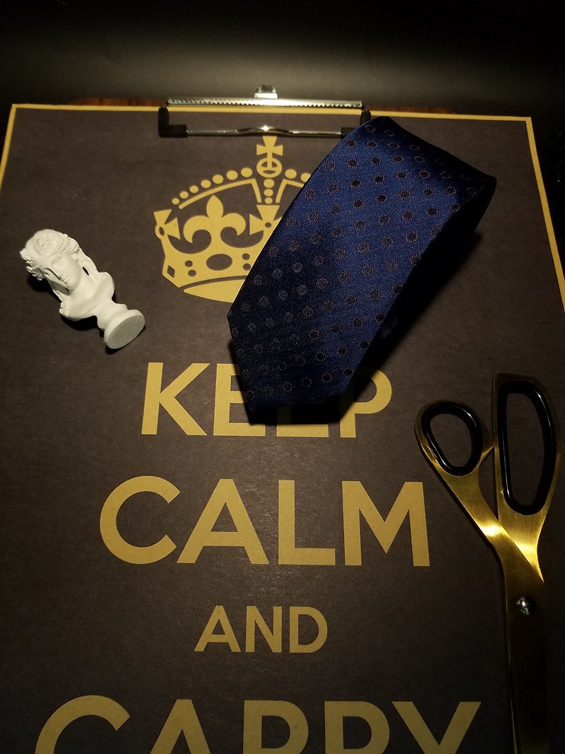 Classic Silk Polo dot dress necktie - Ties & Tie Clips - Cotton & Hemp Blue