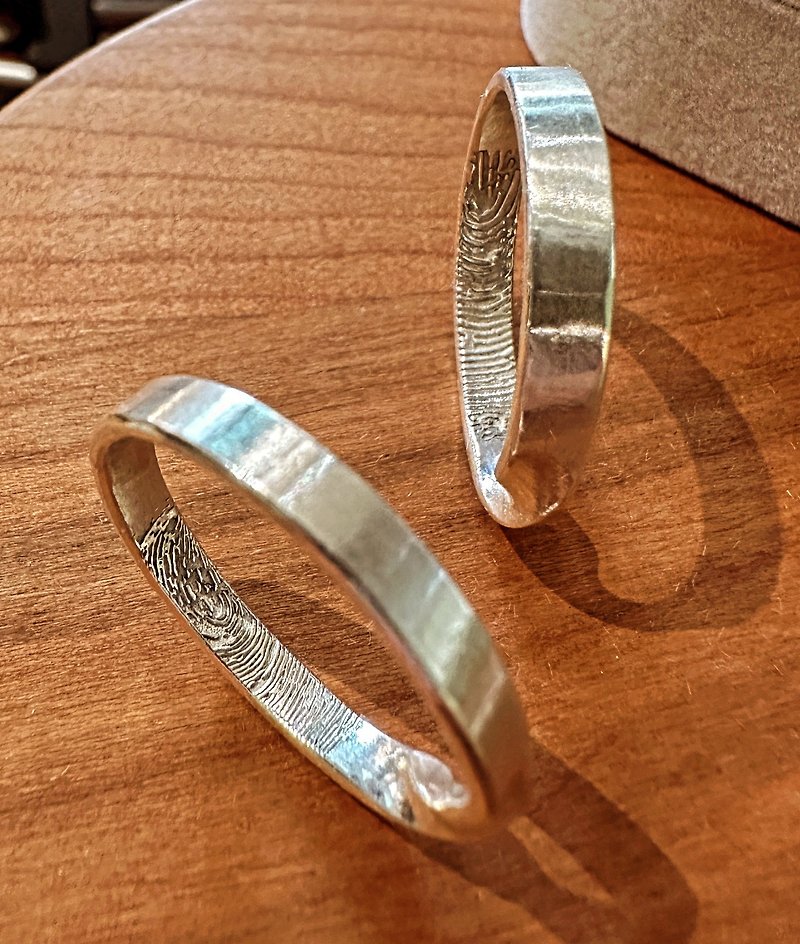 Cultural coins-a pair of fingerprint sterling silver rings-Tainan metalworking-handmade rings - งานโลหะ/เครื่องประดับ - เงินแท้ 