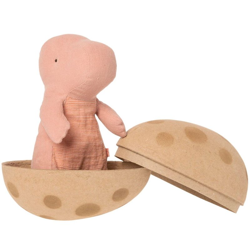 【即將完售】 住在蛋裡的小恐龍寶寶 粉 - 公仔模型 - 棉．麻 粉紅色