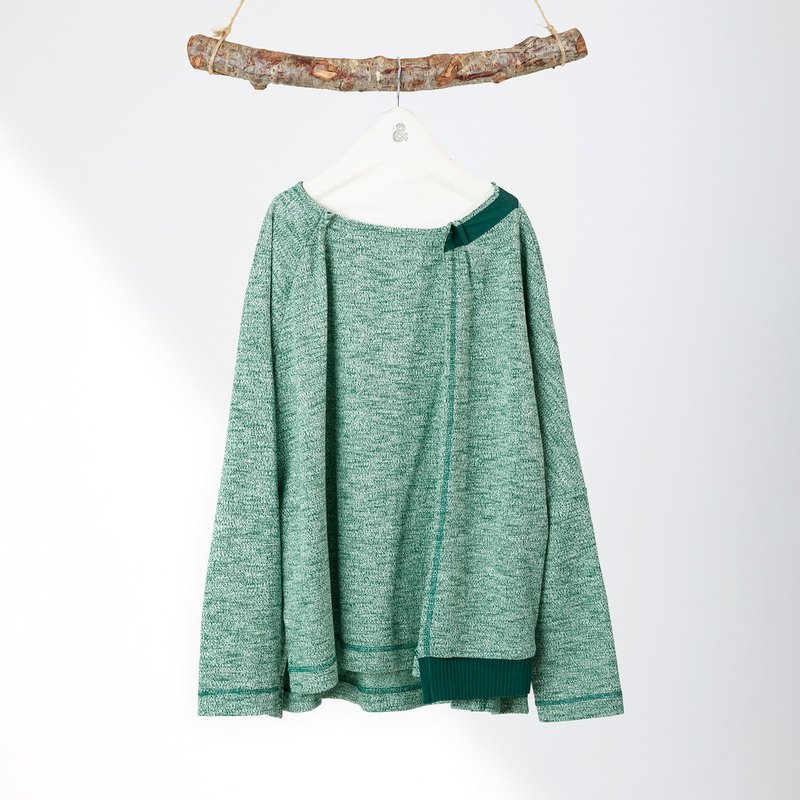 Fine floral knit pleated top - Women's Tops - Polyester Green