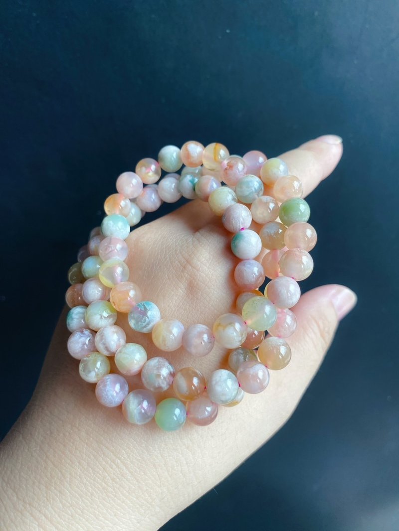 孤品 永恒的花 櫻花瑪瑙 小高貨 多彩 多圈 手鍊 天然石 禮物 - 手鍊/手環 - 水晶 多色
