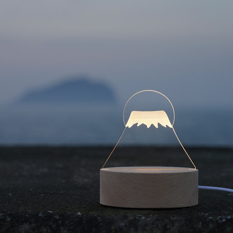 【Mount Fuji / Night Light】- Customizable Chinese and English - โคมไฟ - ไม้ 