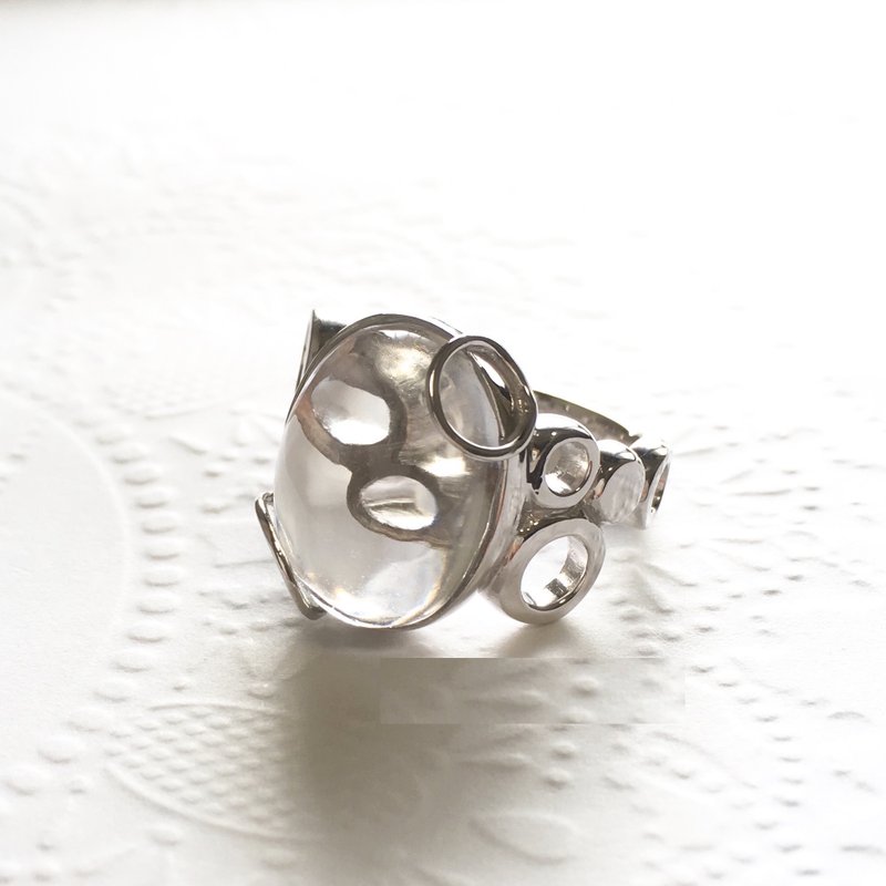 Crystal Quartz crystal bubble ring Made-to-order product - General Rings - Crystal Transparent