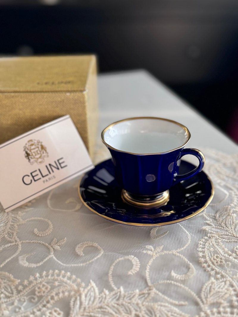 古董餐具 Celine 陶瓷咖啡杯 茶杯 馬克杯 中古 禮物 蓆琳 - 咖啡杯/馬克杯 - 瓷 藍色