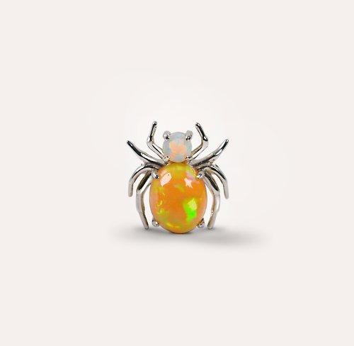 安的珠寶 AND Jewel AND 蛋白石 橘色 橢圓 8*10mm 圓形 4mm 胸針 自然系列 Spider