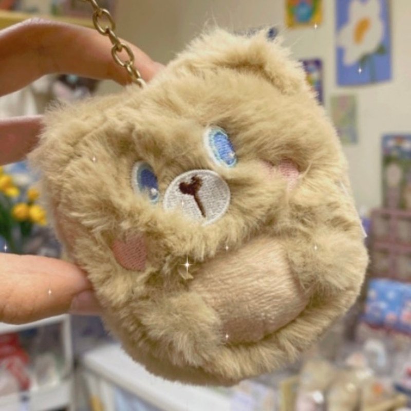 Hong Kong original design gift plush doll plush Koubbi bear plush pendant charm bag pendant - Charms - Other Materials Khaki