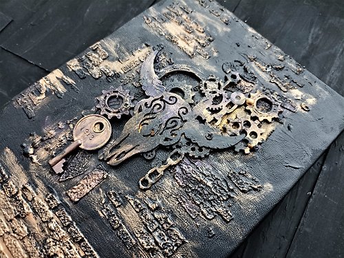 junkjournals Steampunk journal handmade for sale Gothic grimoire notebook mechanical blank