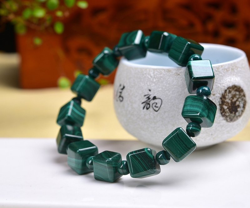 Pure natural top-grade Stone square bracelet beads 10mm anti-aging anti-oxidation wealth-gathering artifact - Bracelets - Crystal 