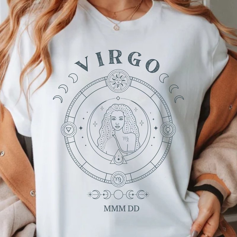 Customizable unisex birthday top for 12 zodiac signs - Women's T-Shirts - Cotton & Hemp Gray