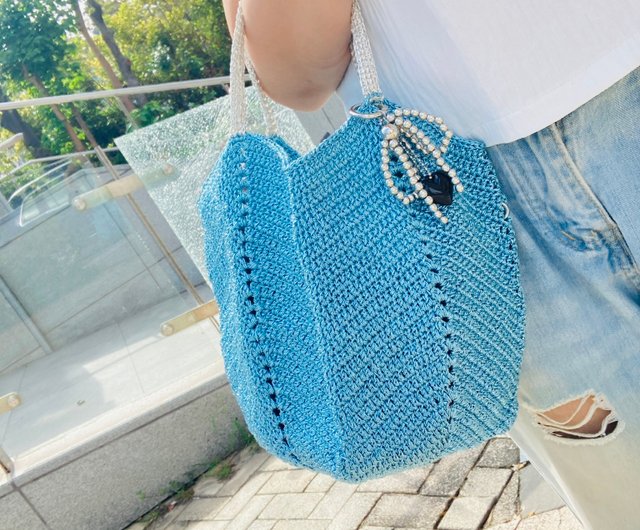 光沢のあるシルバー糸編みバッグ - ピンク - ショップ flowers-88