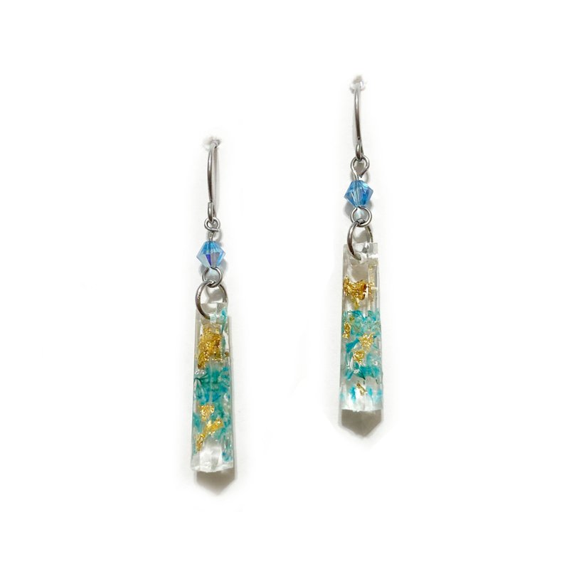 Dry Flowers Blue Sky Starry Crystal Drop Earrings - Earrings & Clip-ons - Resin Blue