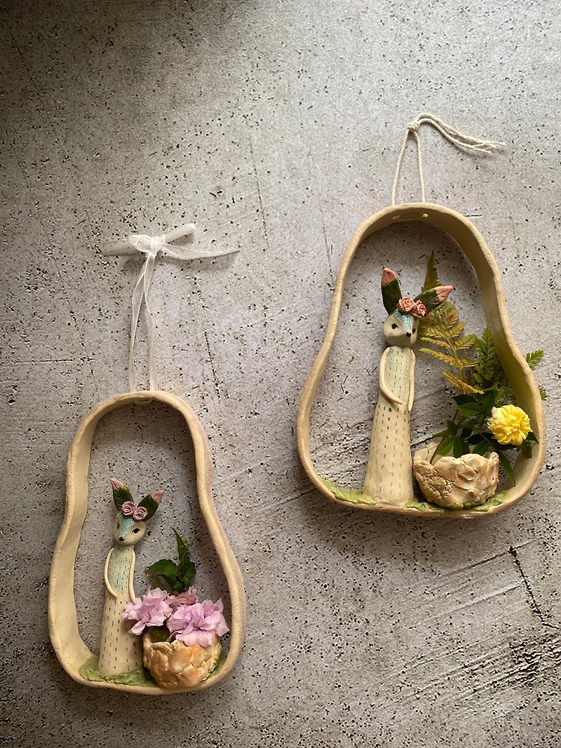 花うさぎハンギングポット - 花瓶・植木鉢 - 陶器 透明