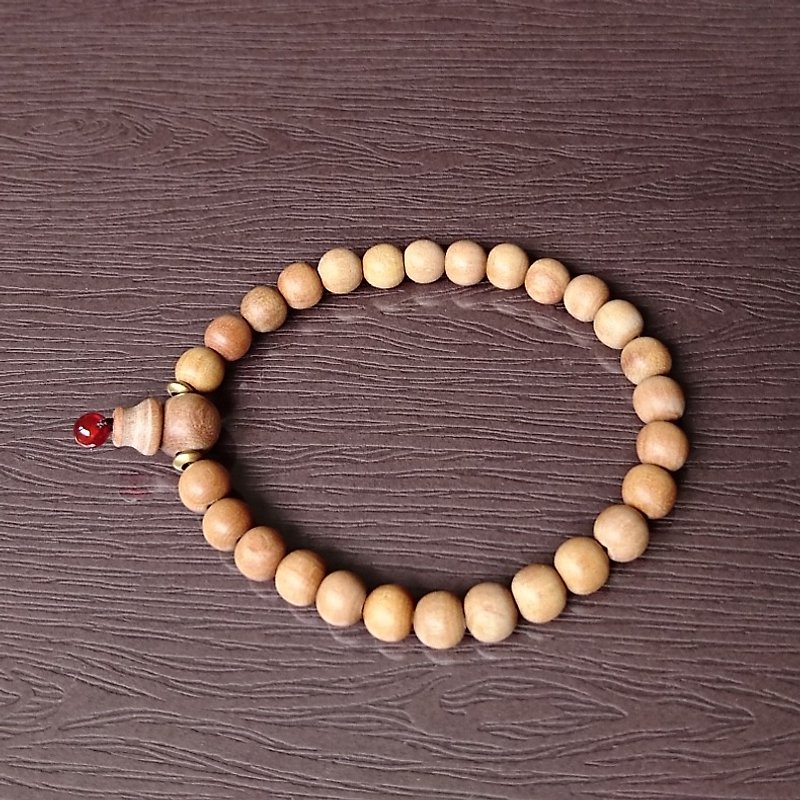 Natural Sandalwood Bracelet-6mm Classic Style-Ｍ-Light wooden beads - Bracelets - Wood Brown