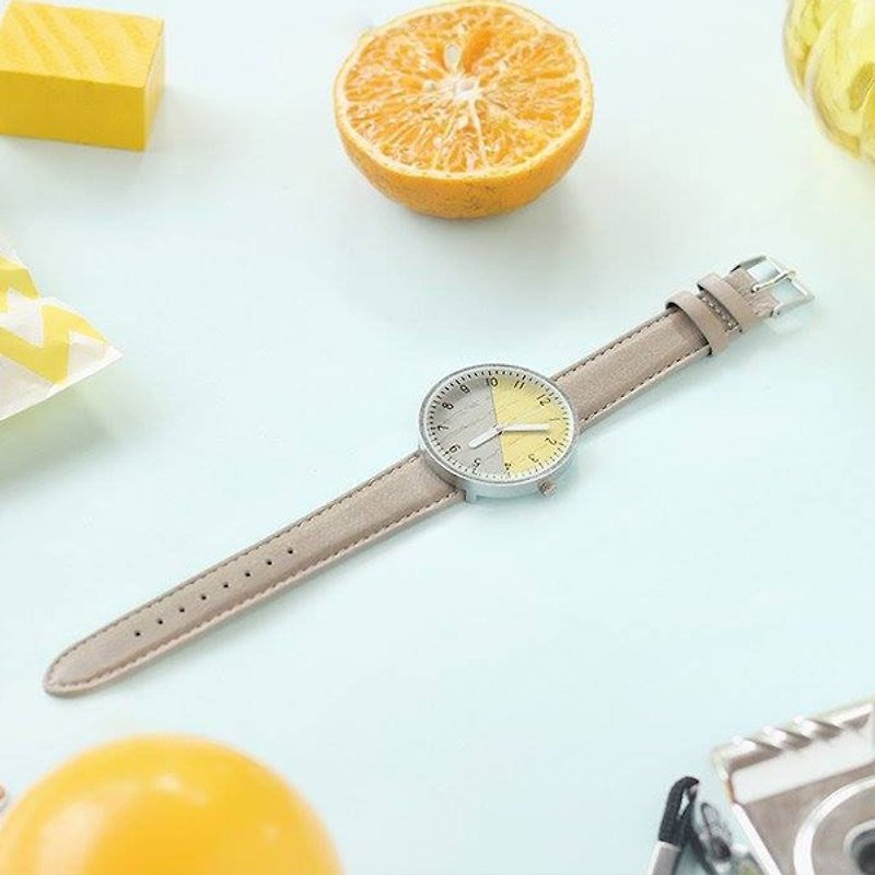 Wood handmade watch bicolor candy Gray & Yellow - นาฬิกาผู้หญิง - ไม้ สีเทา