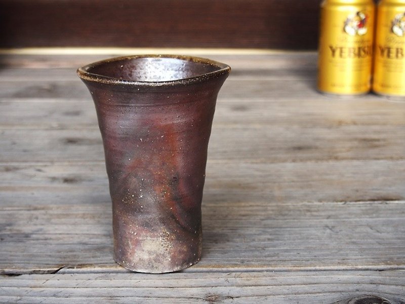 日本岡山備前 陶器 啤酒杯（大）b1-025 - 花瓶/陶器 - 陶 咖啡色