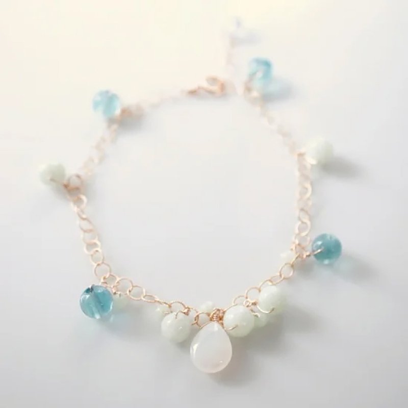 Burmese jade, fluorite and white mother of pearl bracelet Nina - Bracelets - Gemstone Multicolor