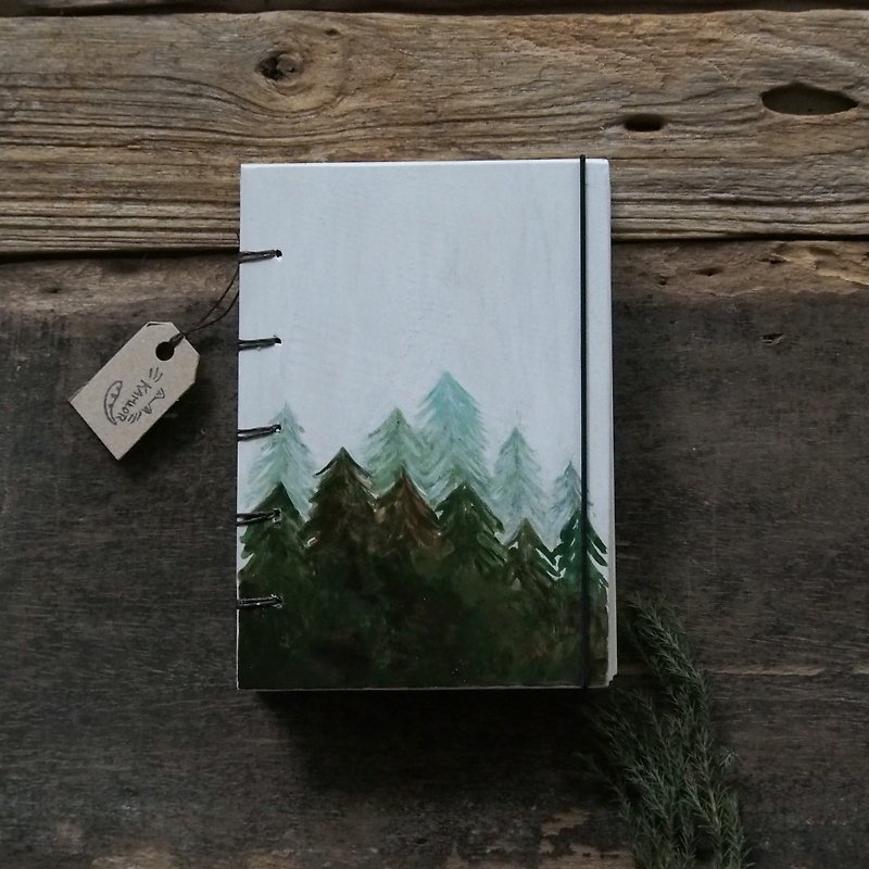 山頂の秘訣、手帳、手帳、手作り本、日記、手作り本 - ノート・手帳 - 木製 グリーン