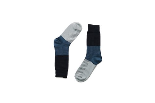 ORINGO 林果良品 色塊羅紋紳士襪 淡海藍