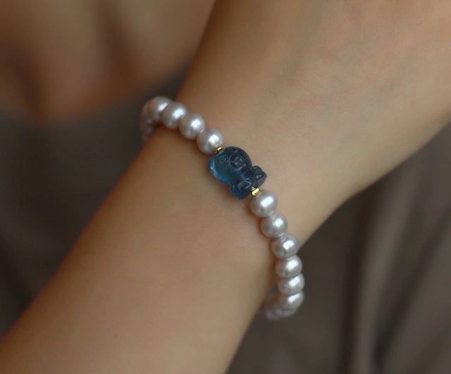 天然】アクアマリン ブレスレット7.8mm