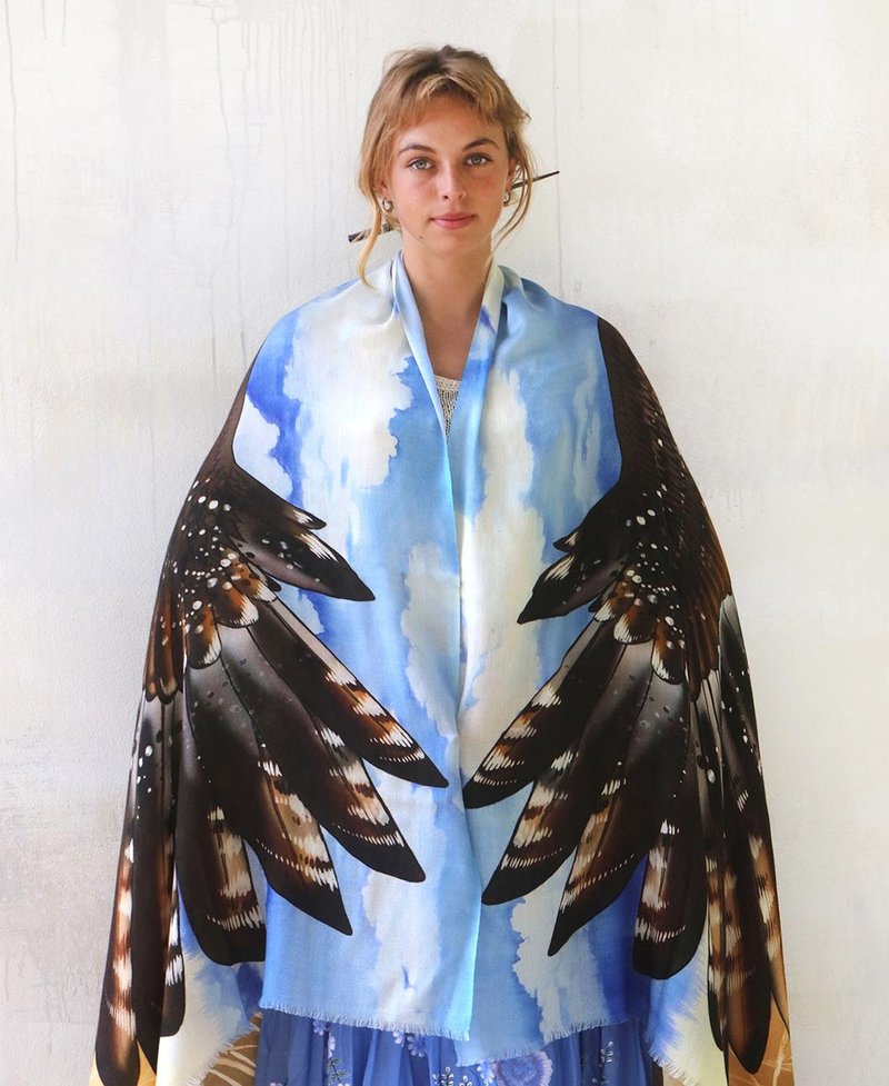 BLUE SKY OWL SHAWL - Scarves - Cotton & Hemp 