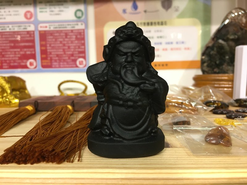 磨沙黑曜石關公擺件 - 鎮宅和淨化負能量 - 擺飾/家飾品 - 水晶 