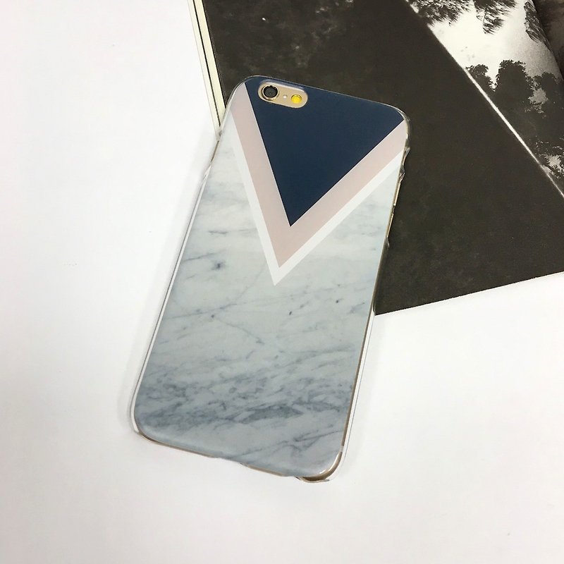 塑膠 手機殼/手機套 - 香港原創設計粉紅色與藍色大理石幾何圖案 iPhone 透明手機殼