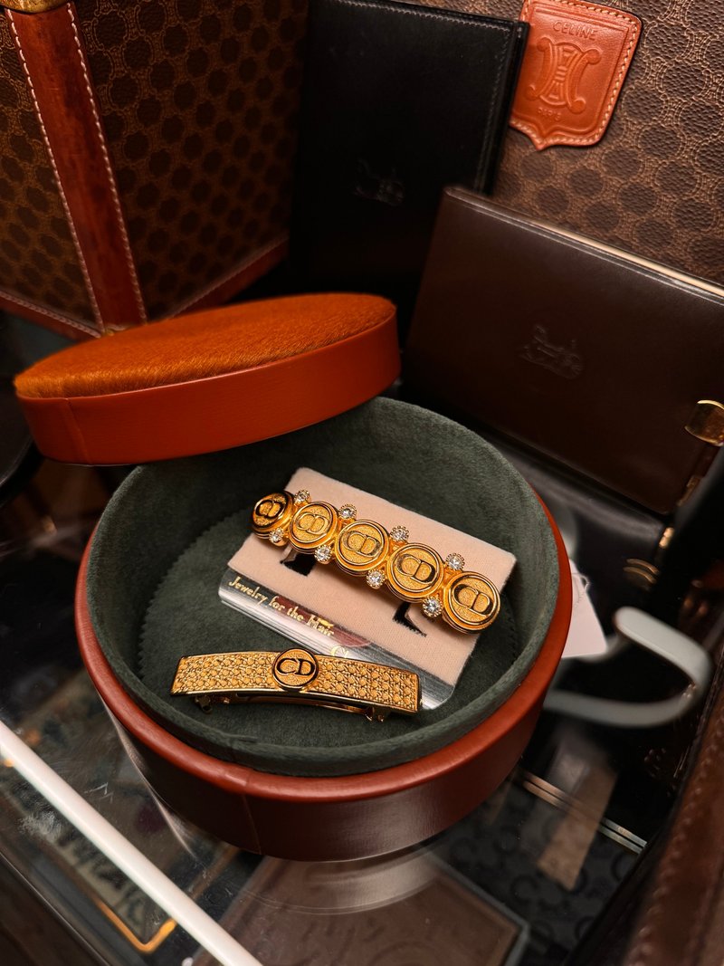 中古未使用稀有品 Christian Dior CD logo 髮夾 - 髮夾/髮圈 - 其他金屬 金色