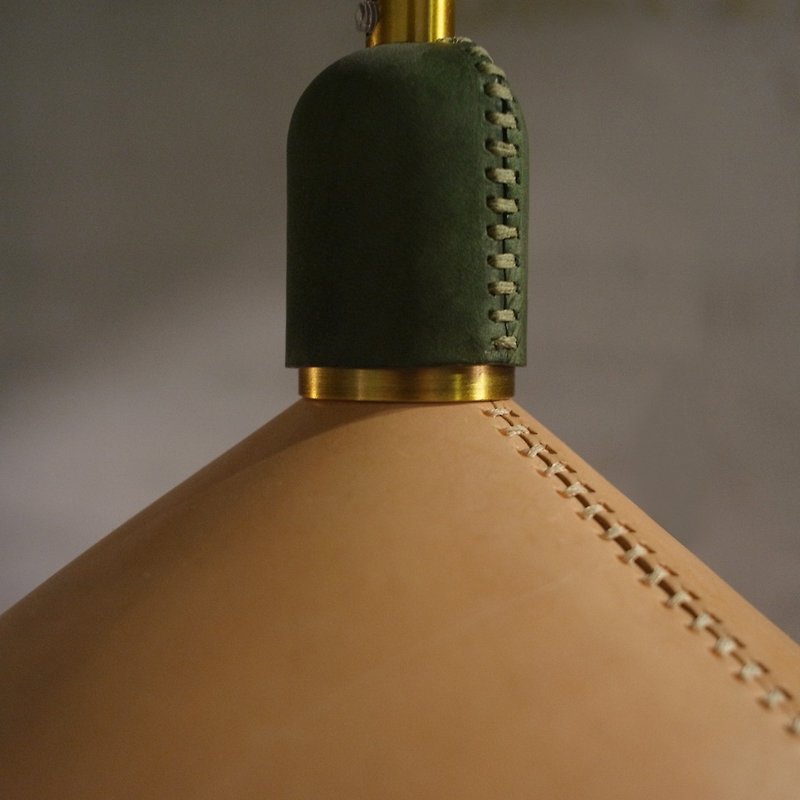 [LIGHT Semi-Pendant Light Set] Handmade Leather Sewing - โคมไฟ - หนังแท้ สีนำ้ตาล
