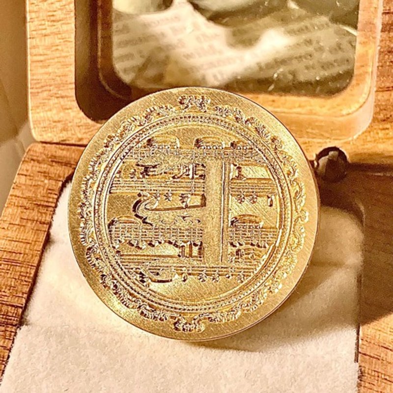 シーリングスタンプ　ヘッド　イニシャル　E 音楽　楽器　楽譜 - 印章/印台 - 其他金屬 金色