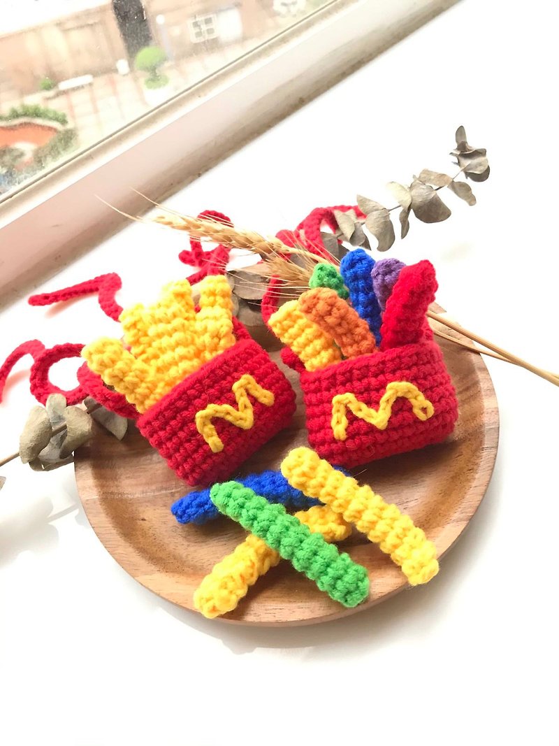 【Rainbow Chips/French Fries】Handmade Pet Necklaces/Collars Hand Crocheted - Collars & Leashes - Cotton & Hemp Multicolor