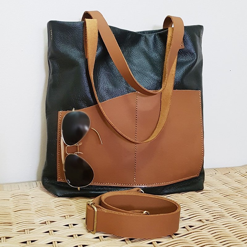 GENUINE LEATHER Tote / Sling Bag / Shoulder Bag / Crossbody Bag / Women Bag - Handbags & Totes - Genuine Leather Brown