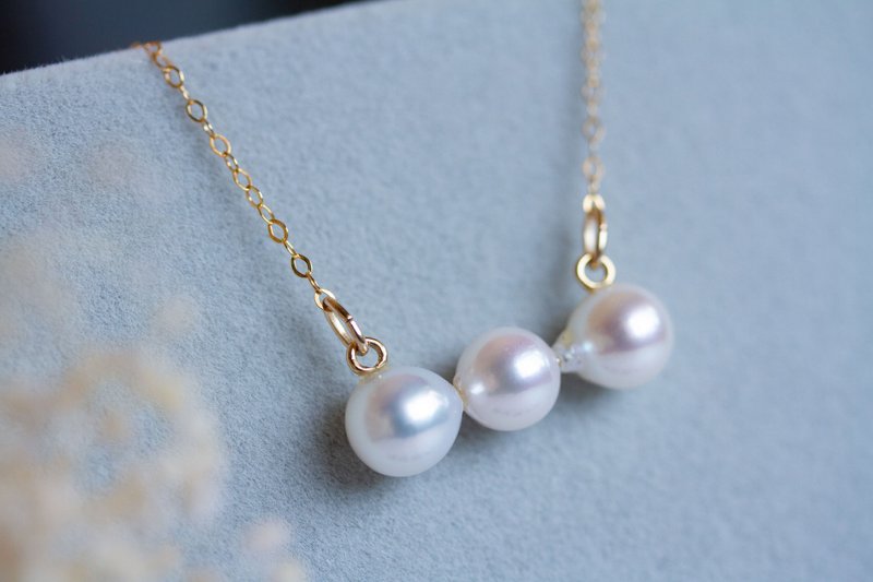 あこやバロックパール 3粒ネックレス 14kgf / Akoya Baroque Pearl Triple Necklace  14K Gold Filled - 項鍊 - 珍珠 白色