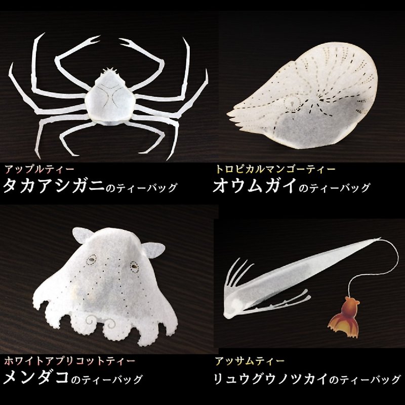 New deep-sea creature tea bag Ryugunotsukai, Mendako, Nautilus, Takahashi crab - Tea - Paper Red