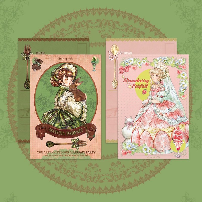 Farfait Post card SET - 心意卡/卡片 - 紙 粉紅色
