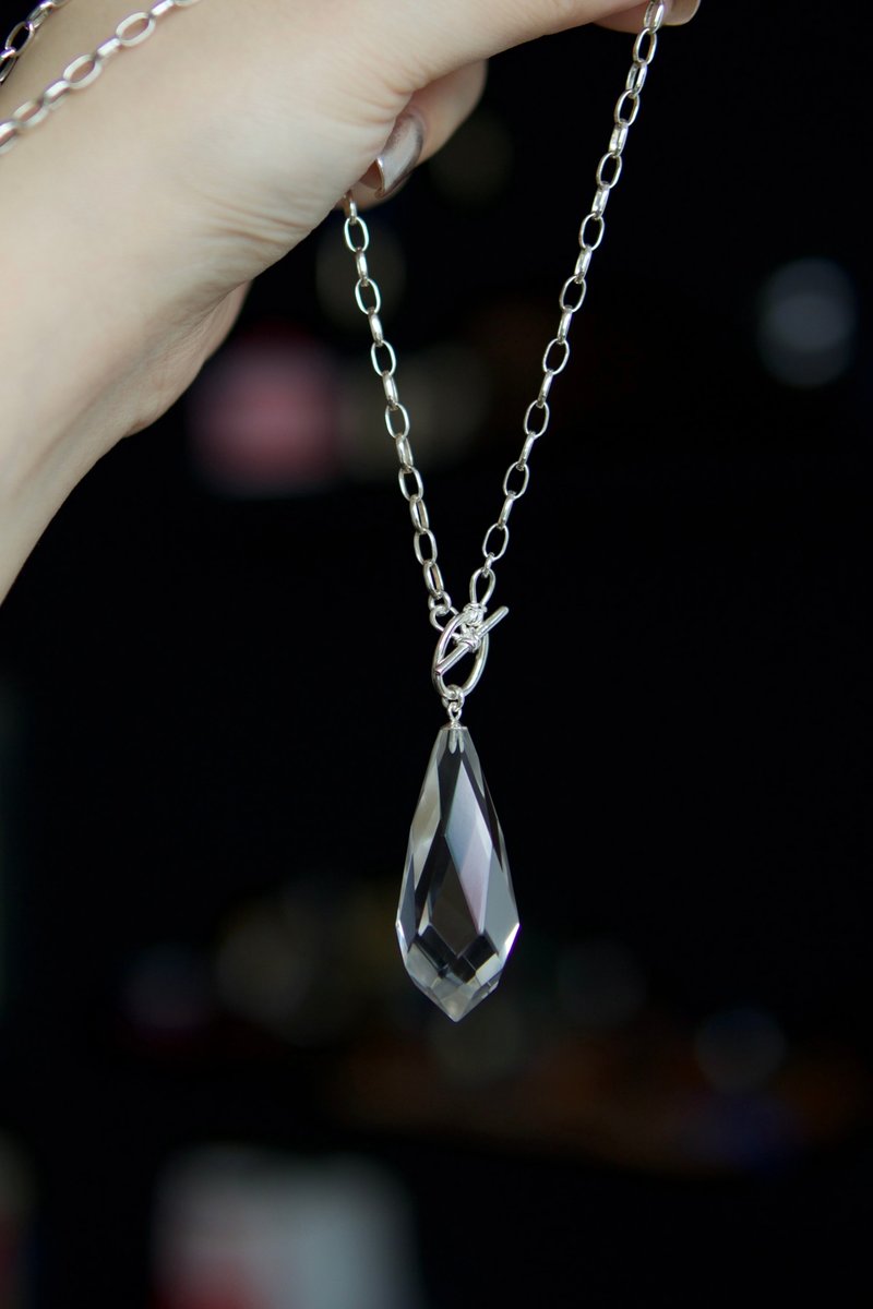 天然白水晶 靈擺 銀項鏈 - 項鍊 - 水晶 